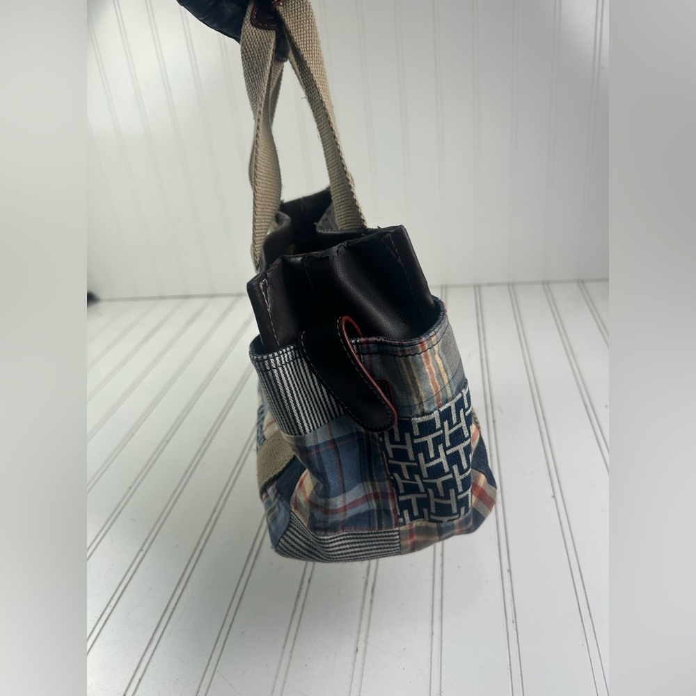 Tommy Hilfiger Vintage Y2K American Patchwork Classic Madras Plaid Denim Handbag - Picture 11 of 15
